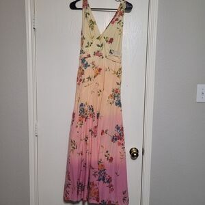 Bila Floral Maxi Dress in Pink and Cream Size M Boho